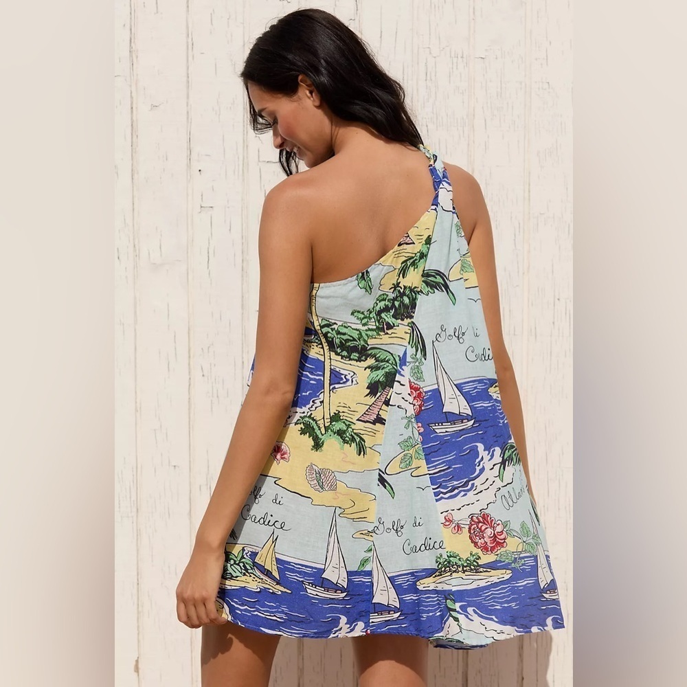 NWT! Anthropologie Celandine Asymmetrical Linen Blend Mini Dress - Size XS ⚽️ - Picture 3 of 6